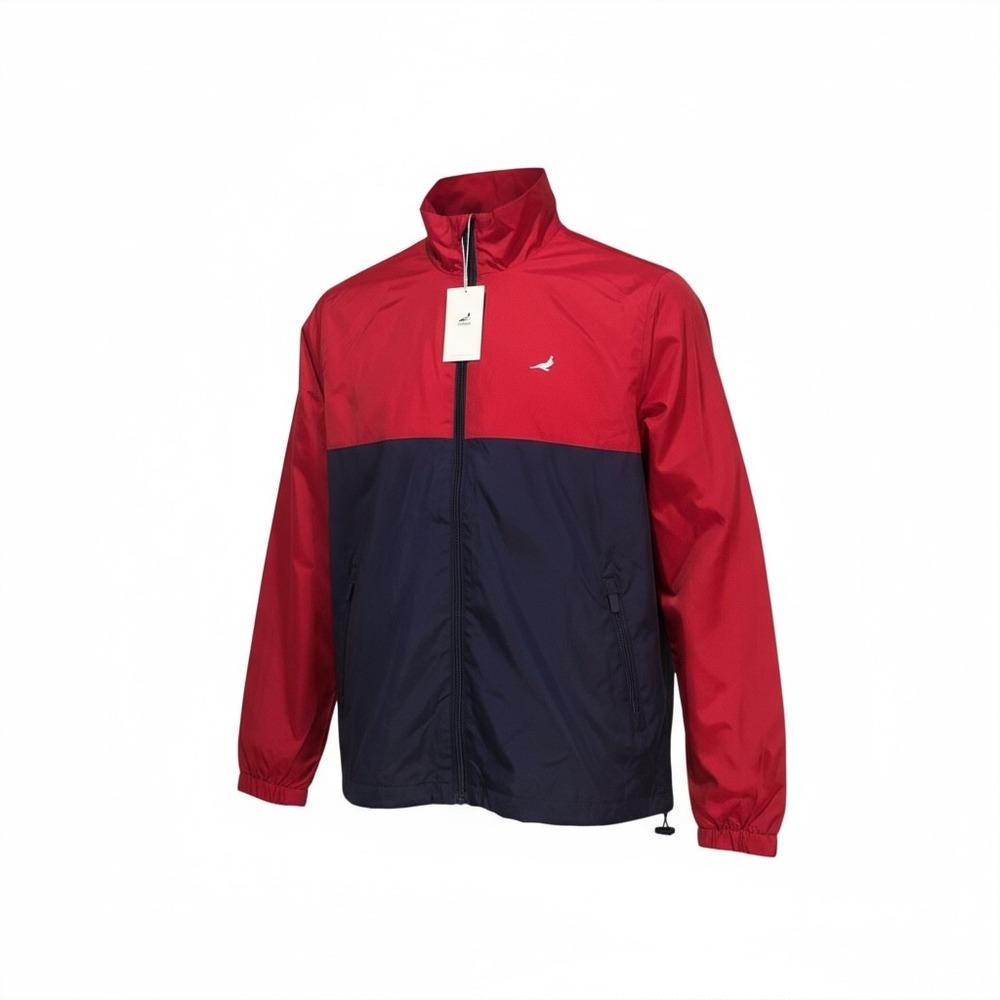 Staple Men's Colorblock Windbreaker Jacket Red Navy Full Zip‎ Lightweight